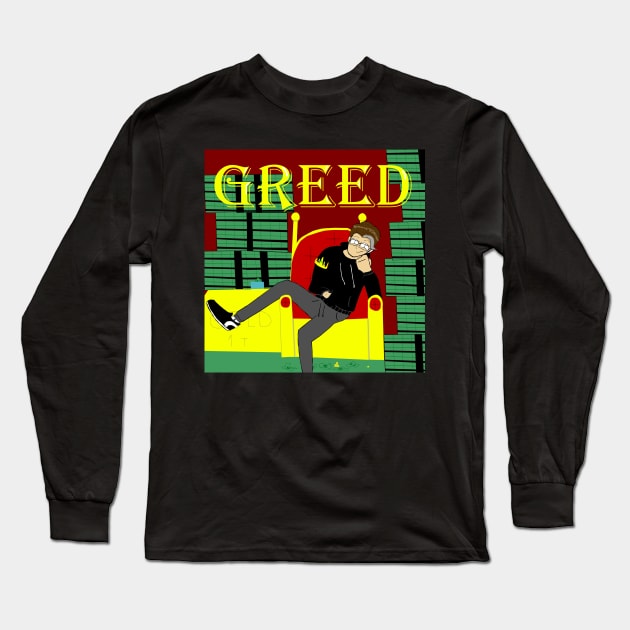 Greed Long Sleeve T-Shirt by Waaade